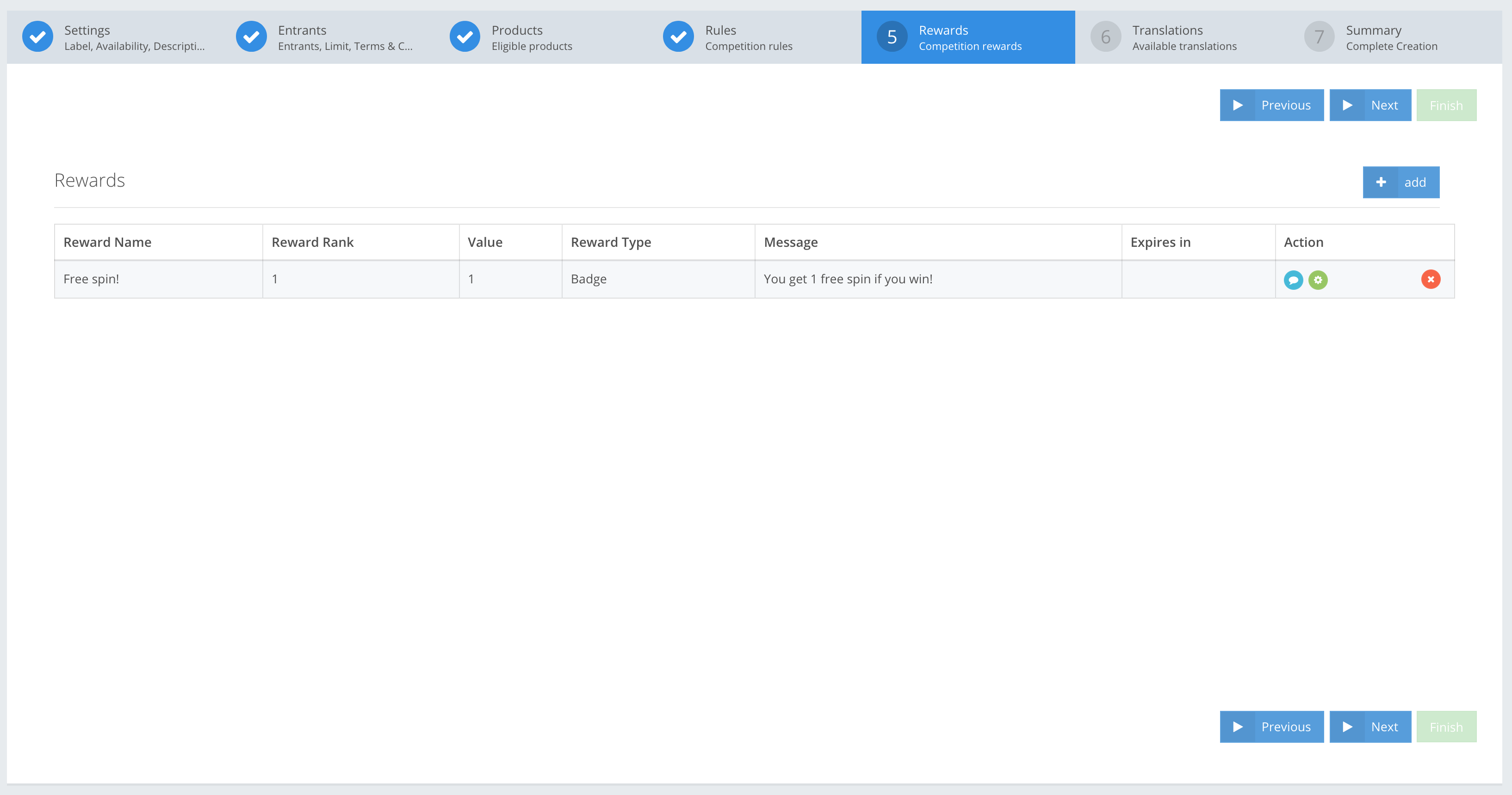 Step 5: Tournament rewards
