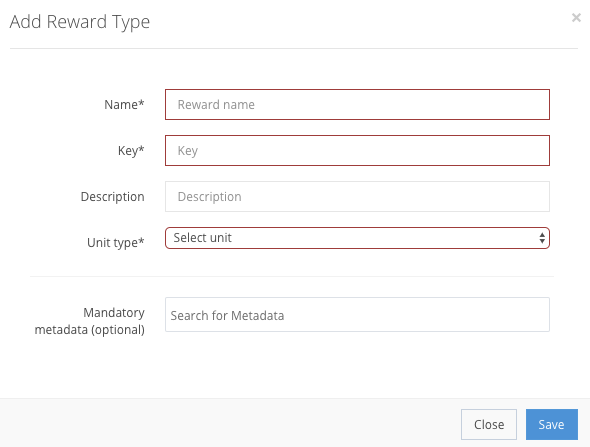 Reward type creation