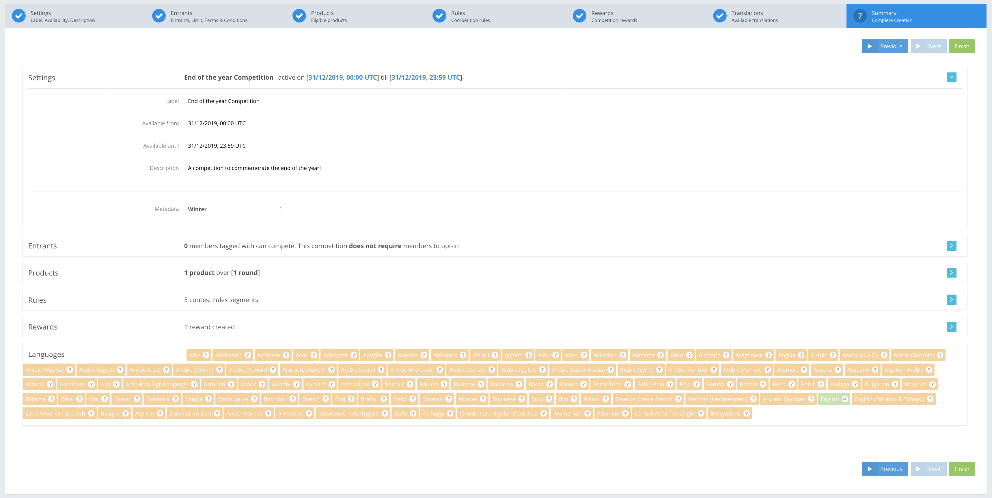 Step 7: Tournament summary