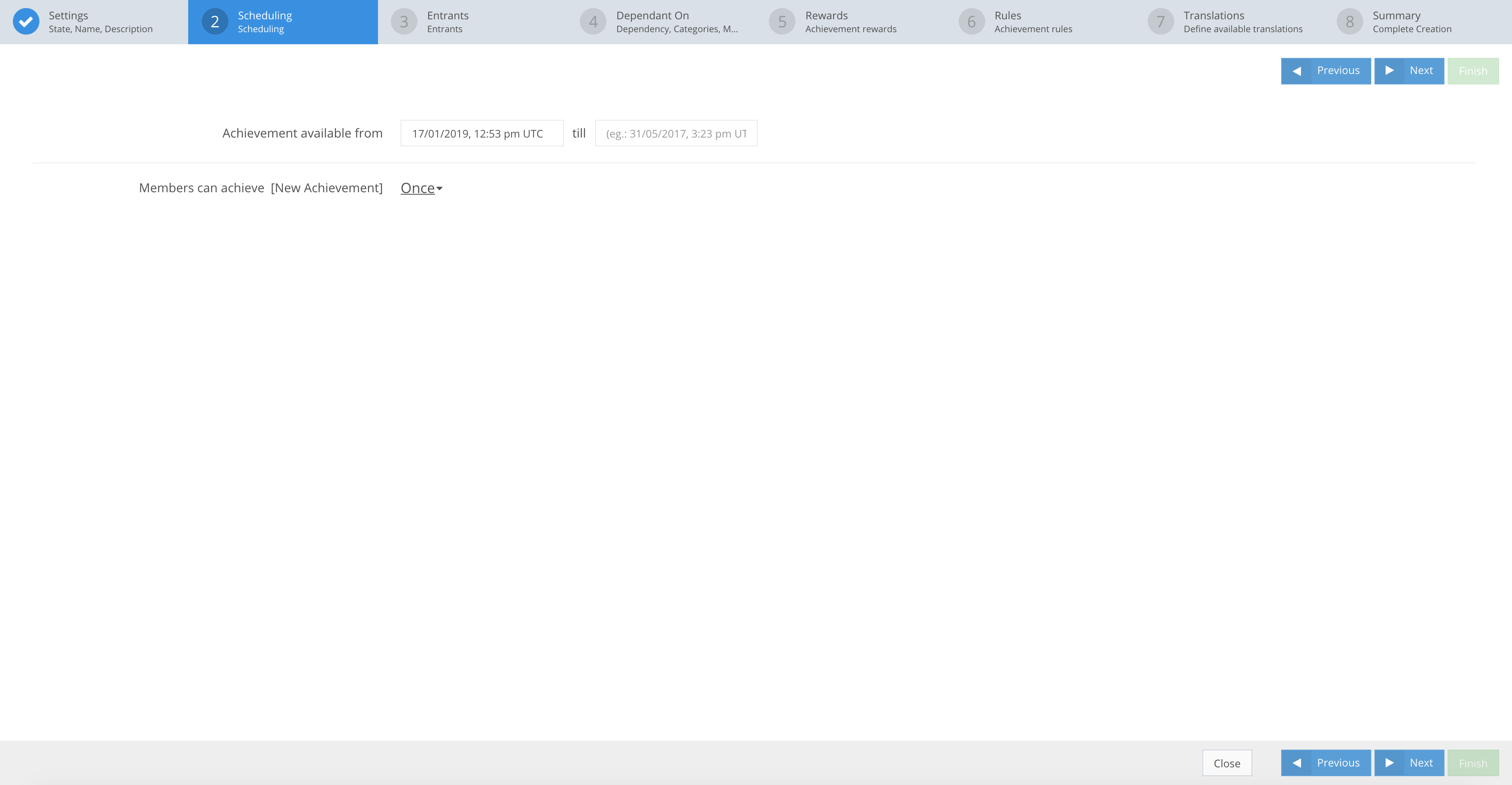 Step 2: Achievement scheduling