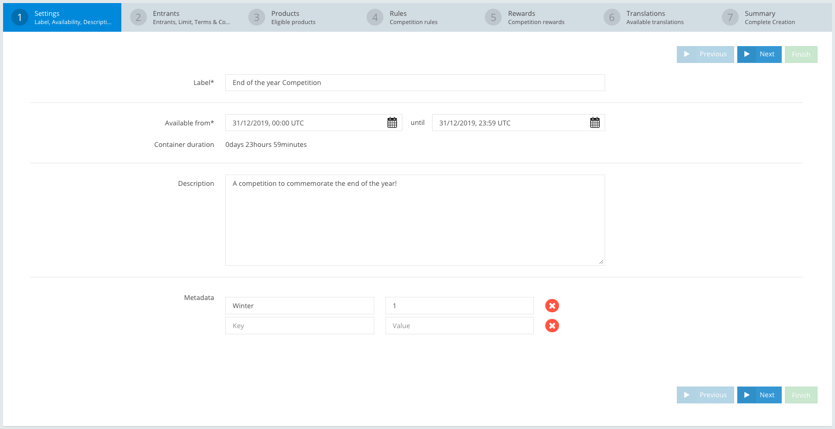 Step 1: Tournament settings