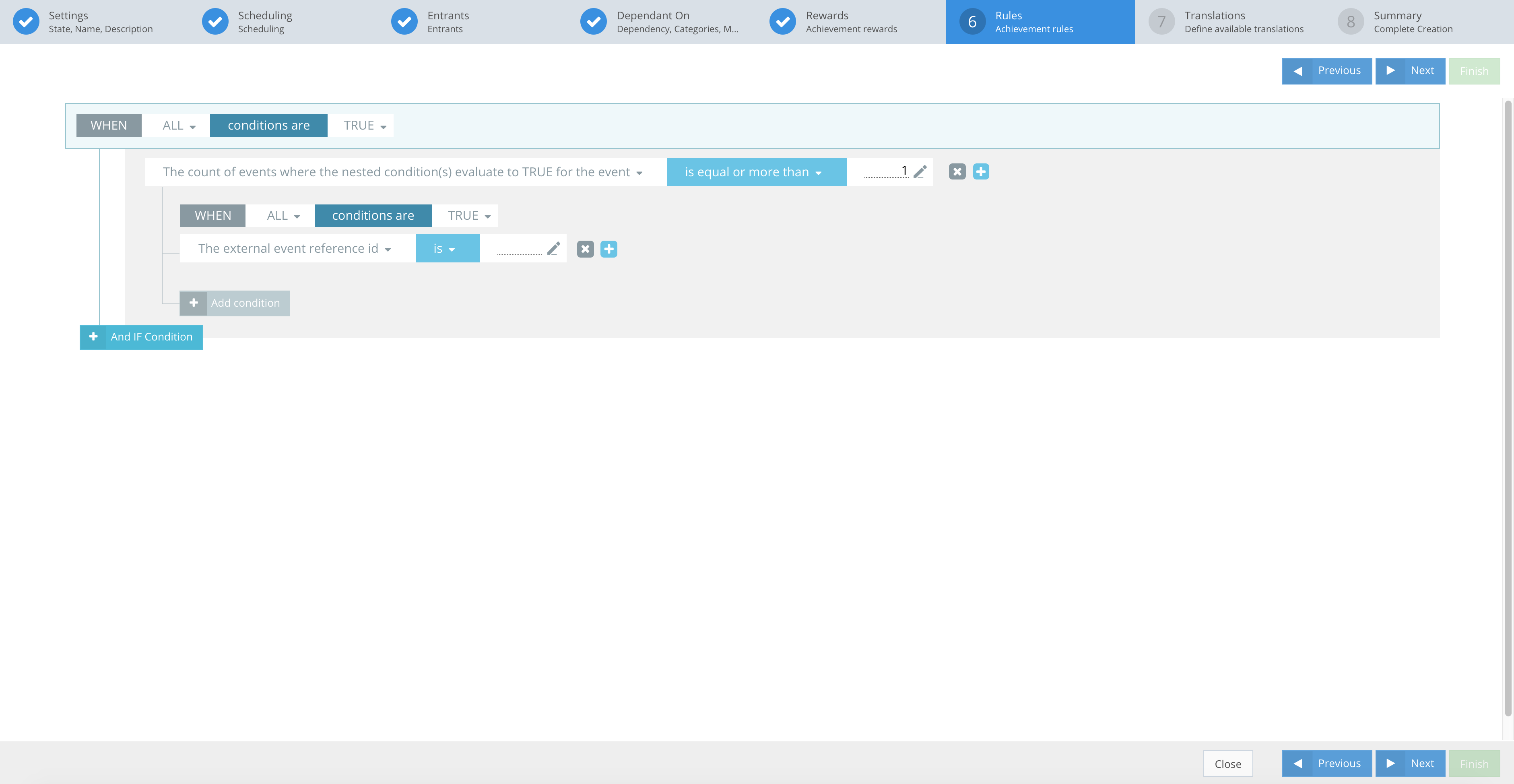 Step 6: Achievement rules