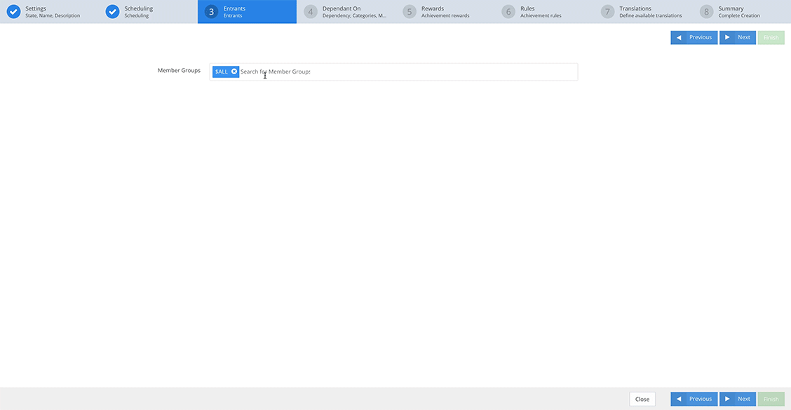 Step 3: Achievement entrants