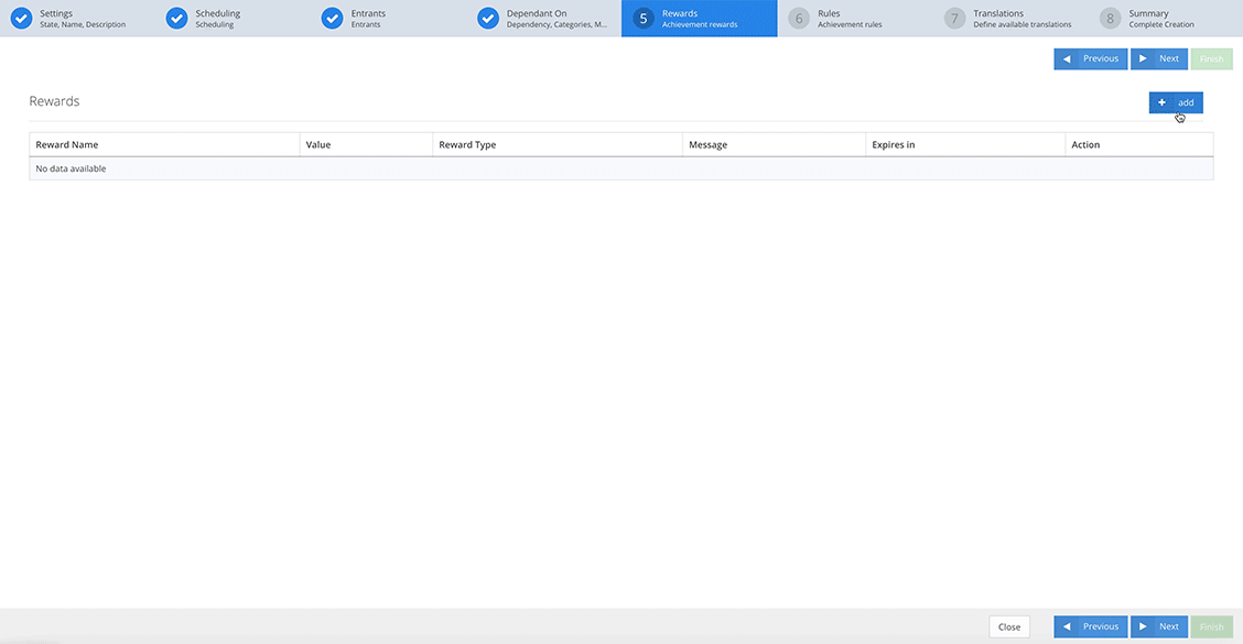 Step 5: Achievement rewards