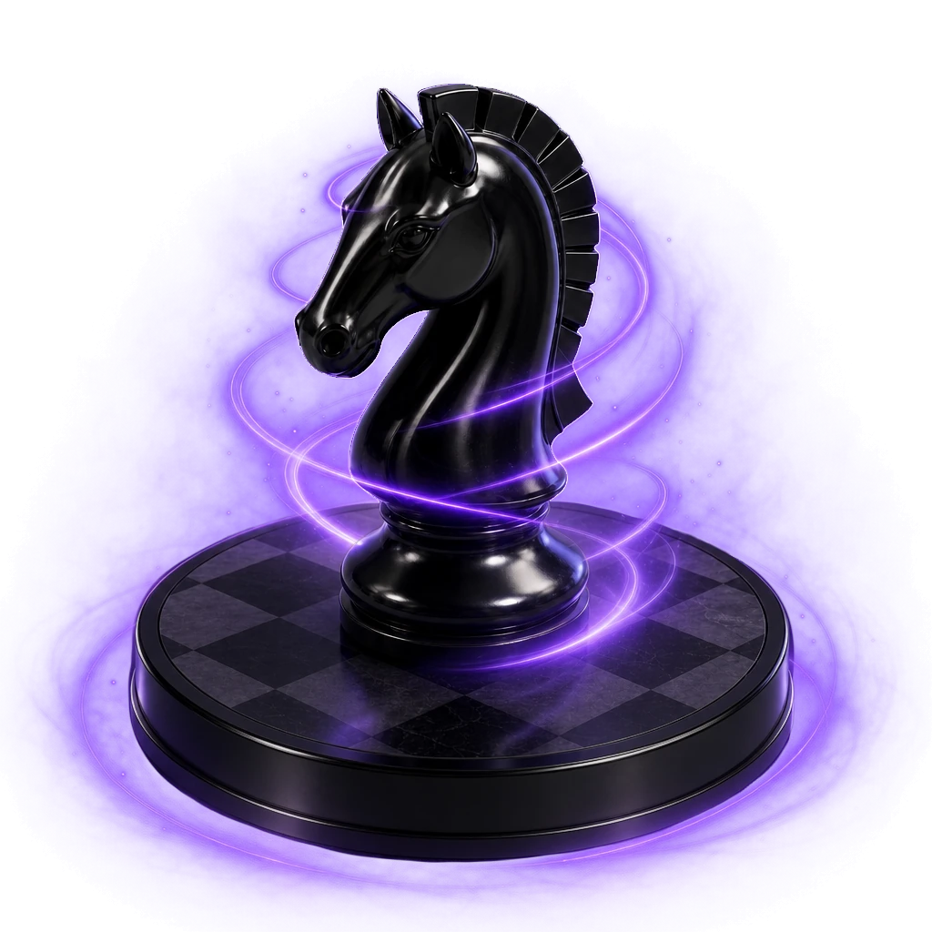 CompetitionLabs studio strategy chess knight with glowing programme design trails