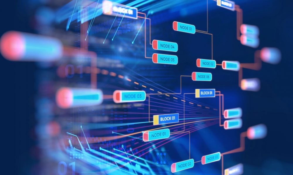 Abstract  Futuristic infographic with Visual data complexity , represent Big data concept, node base programming